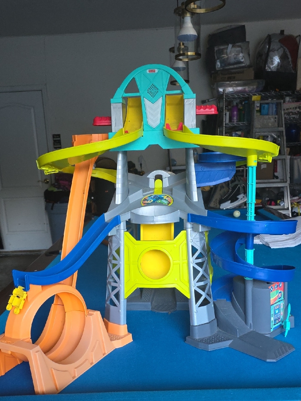 Fisher-Price Spiral Race Track Playset in Yellow, Blue, Teal, Orange